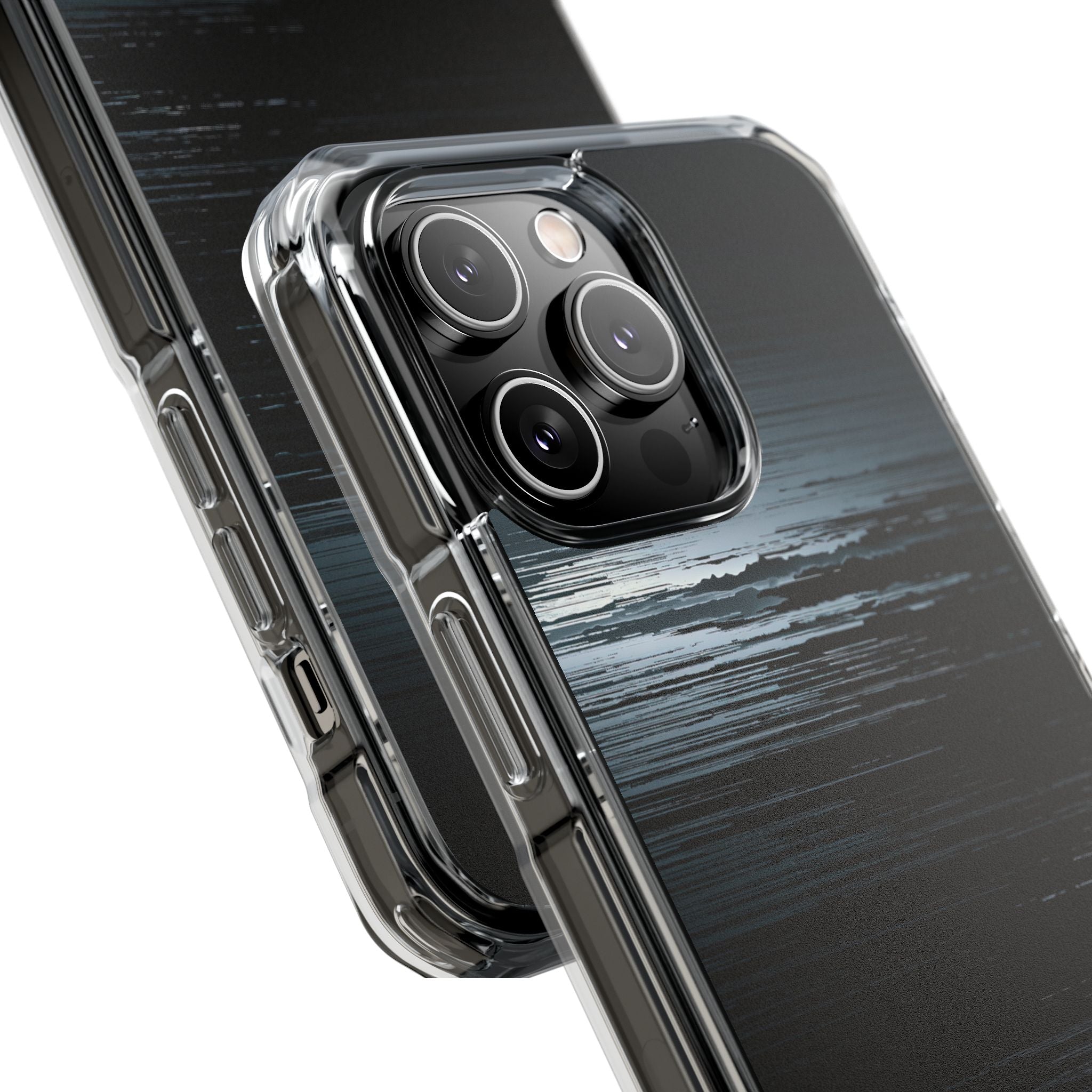 Black Impact MagSafe Phone Case for iPhone - Frozen Signal Glitch