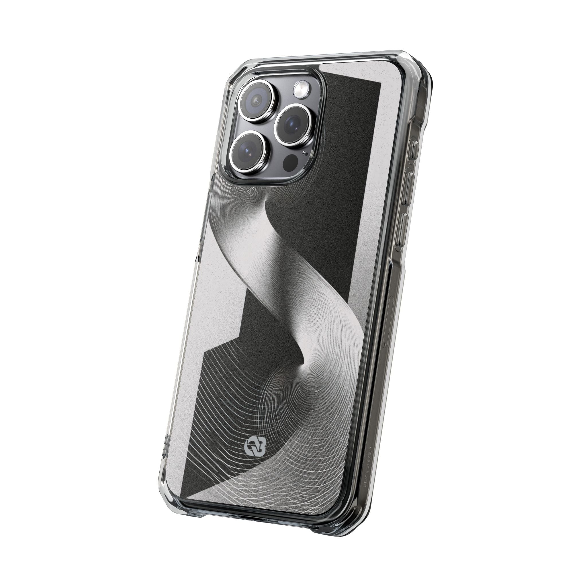 Grey Impact MagSafe Phone Case for iPhone - Obsidian Moiré Wave