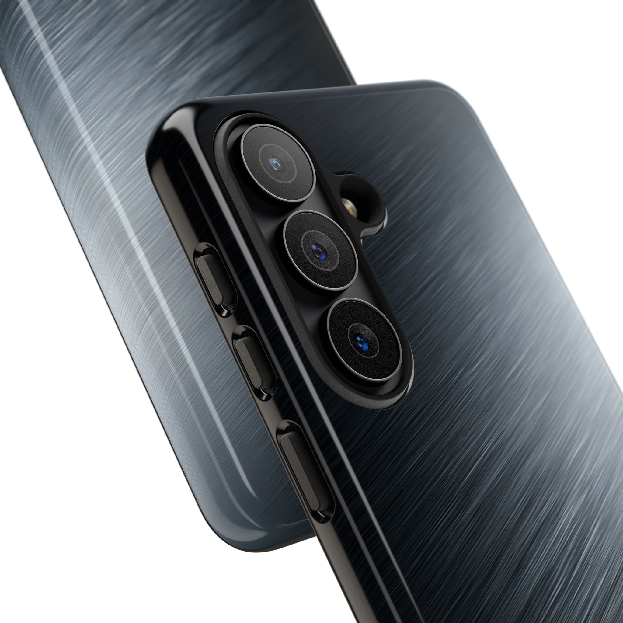 Grey Tough Phone Case for Samsung - Charcoal Brushed Steel
