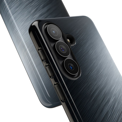 Grey Tough Phone Case for Samsung - Charcoal Brushed Steel