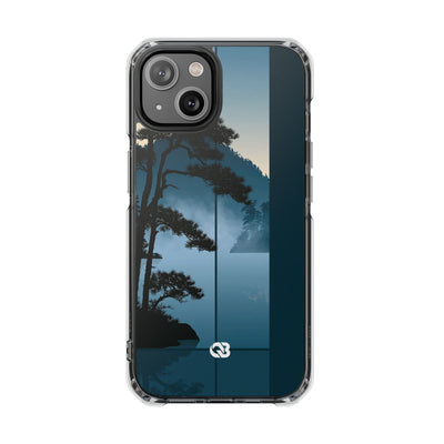 Misty Pine Horizon · Clear Impact Magnetic Phone Case for iPhone ·  Teal
