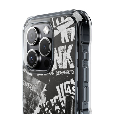 Underground Punk Collage · Clear Impact Magnetic Phone Case for iPhone · Black