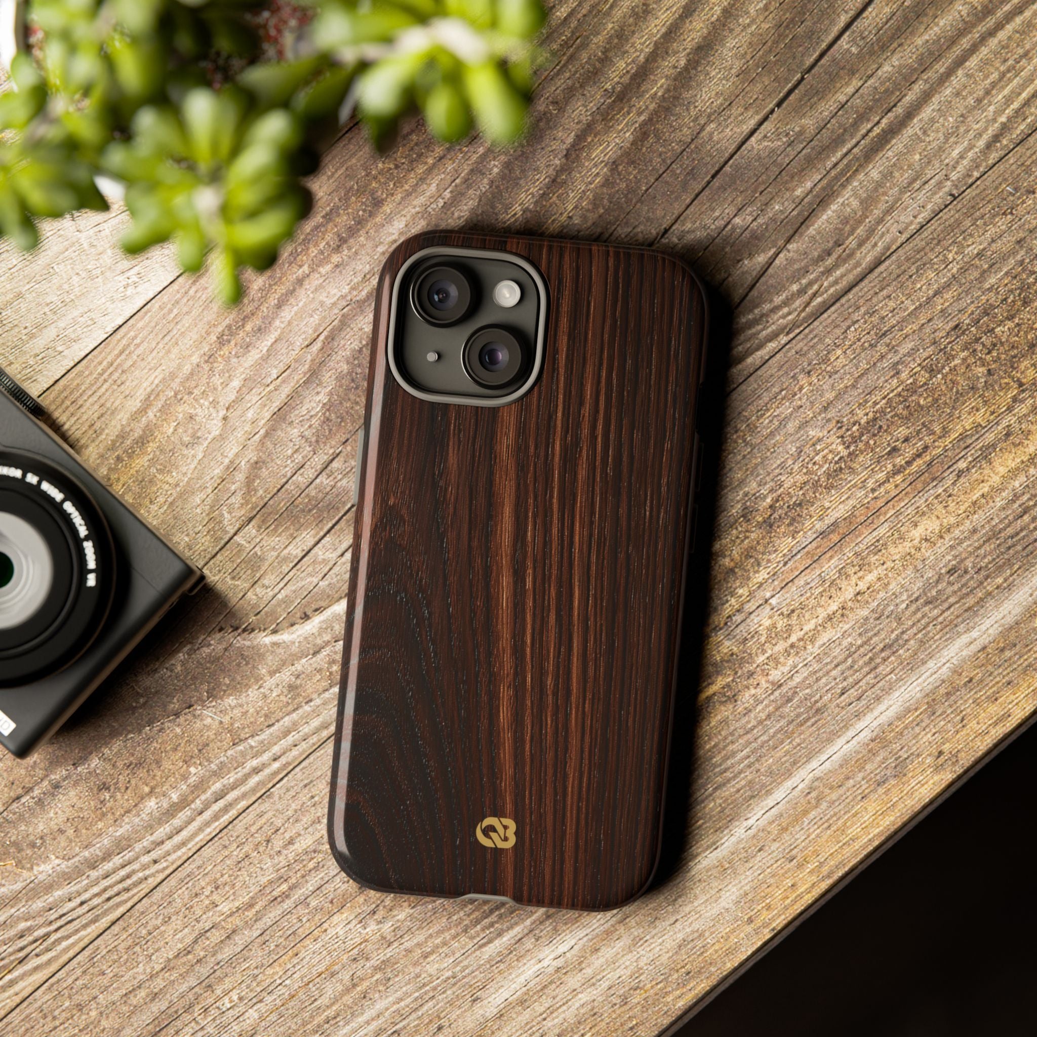 Brown Tough Phone Case for iPhone - Burnished Mahogany Grain