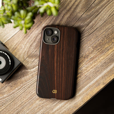 Brown Tough Phone Case for iPhone - Burnished Mahogany Grain