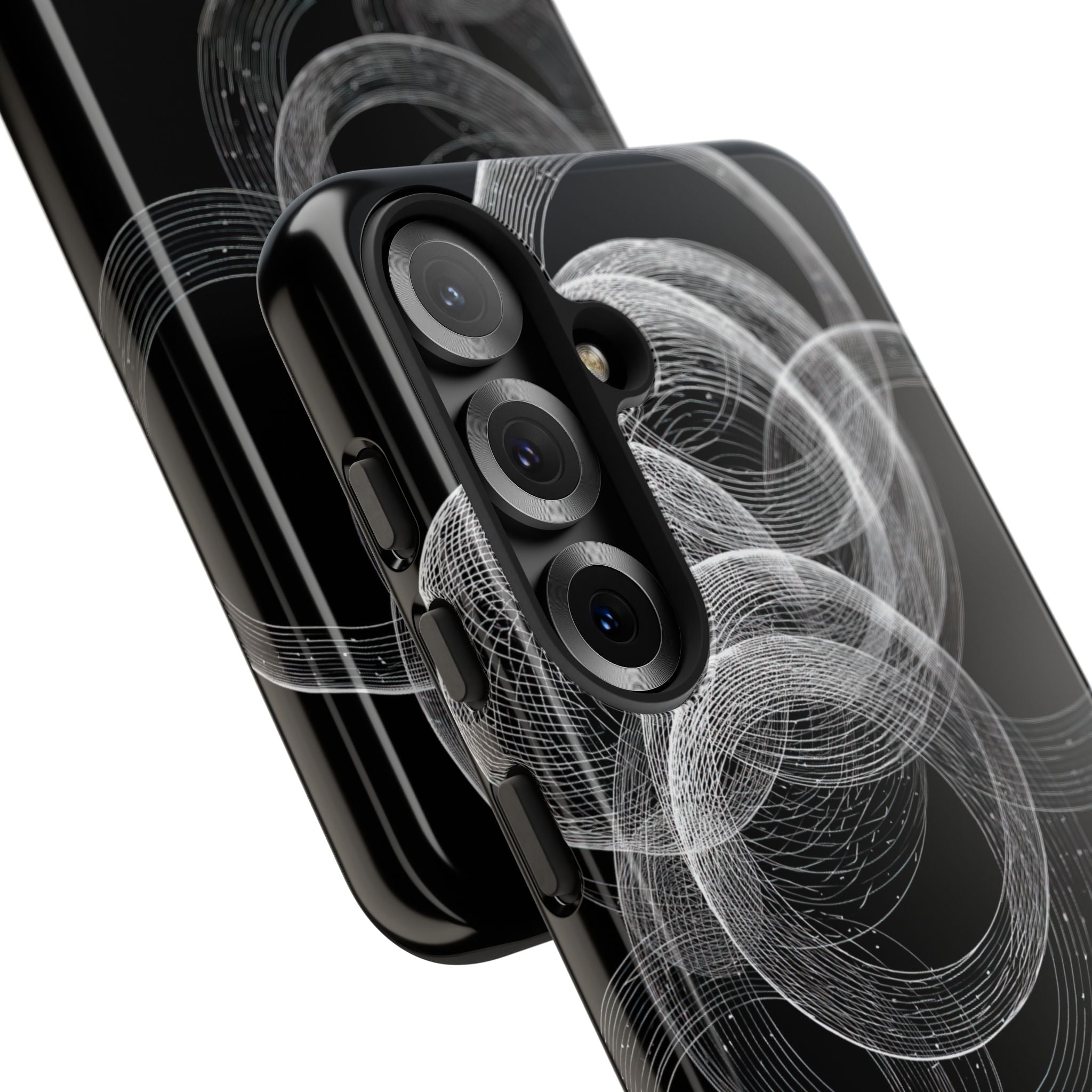 Black Tough Phone Case for Samsung - Kinetic Wireframe Orbit