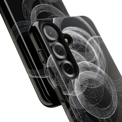Black Tough Phone Case for Samsung - Kinetic Wireframe Orbit
