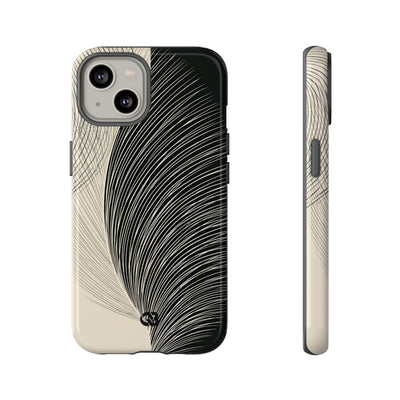 Beige Tough Phone Case for iPhone - Obsidian Cream Plume
