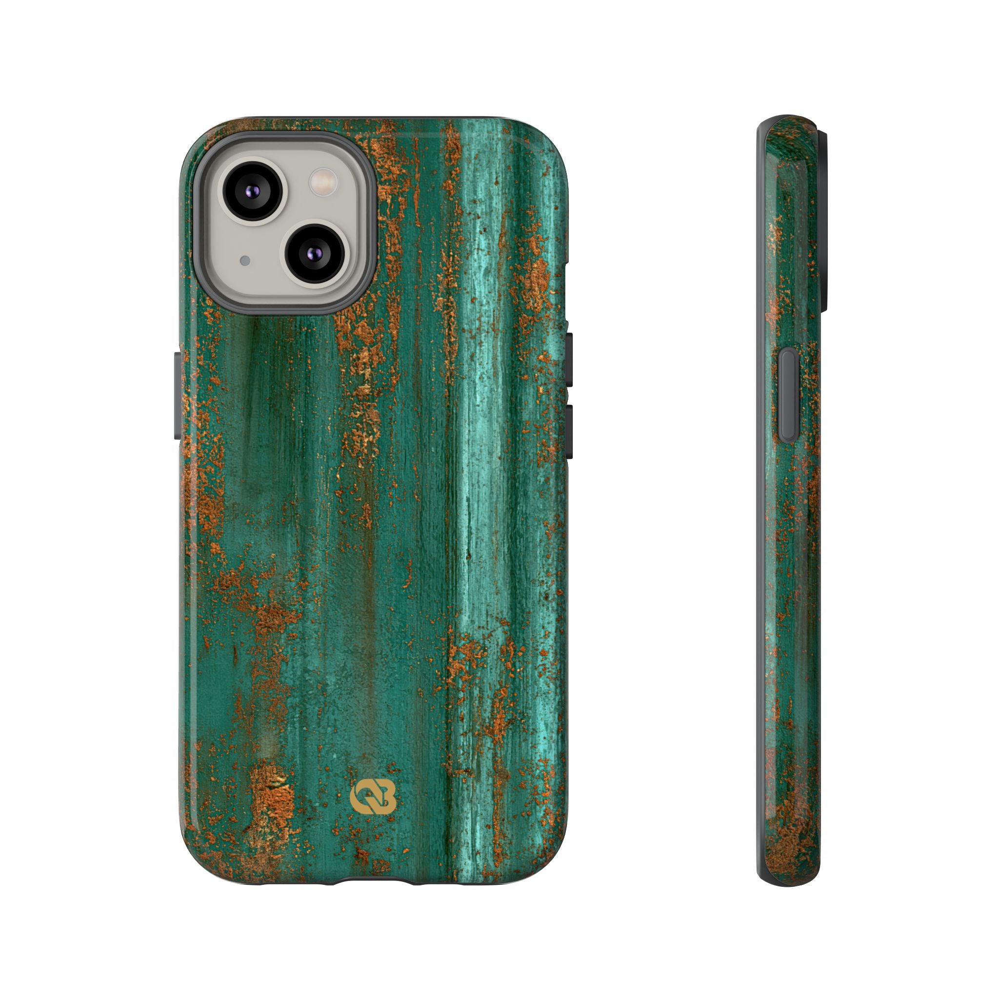 Teal Tough Phone Case for iPhone - Verdigris Copper Siding