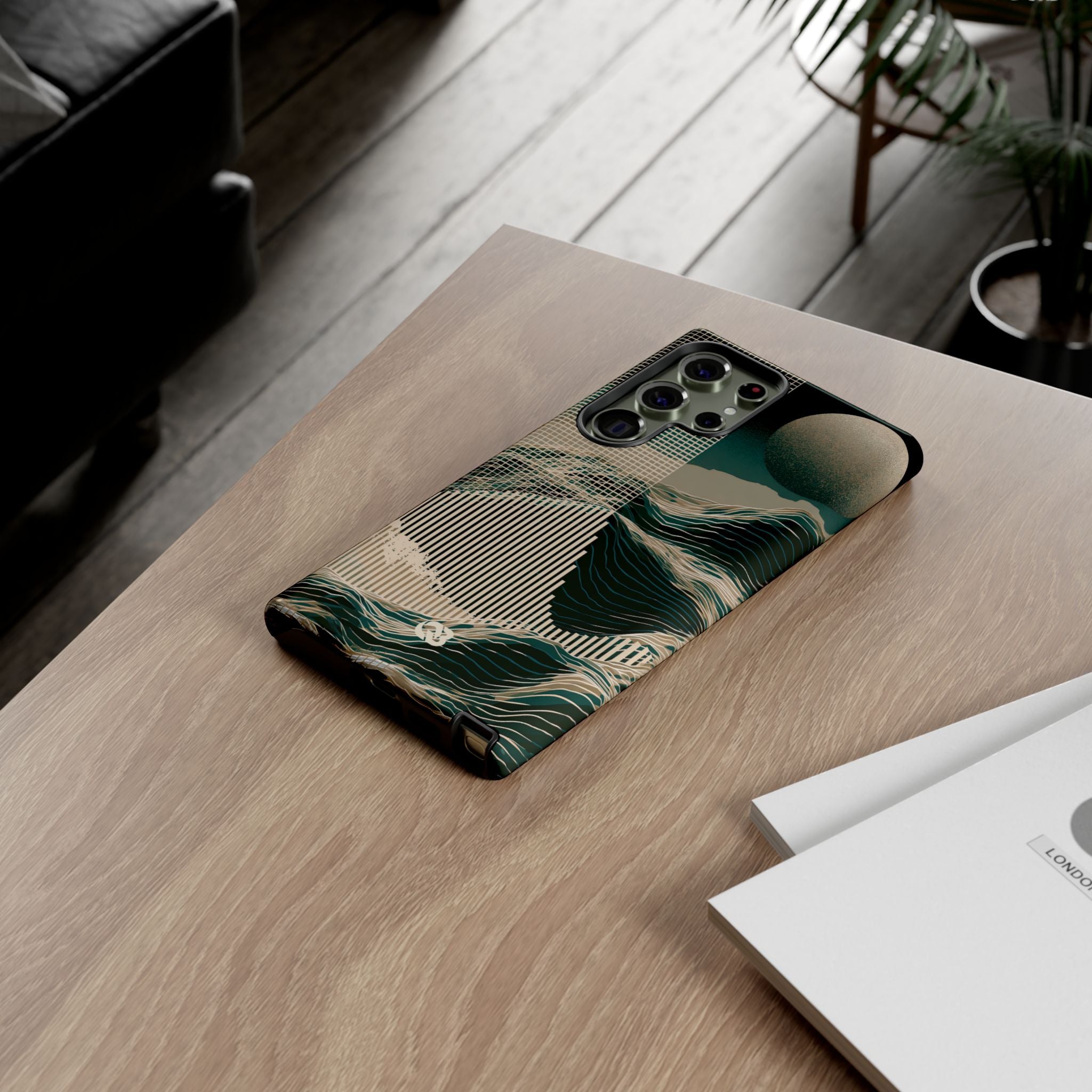 Green Tough Phone Case for Samsung - Lunar Moss Topography