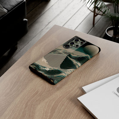 Green Tough Phone Case for Samsung - Lunar Moss Topography