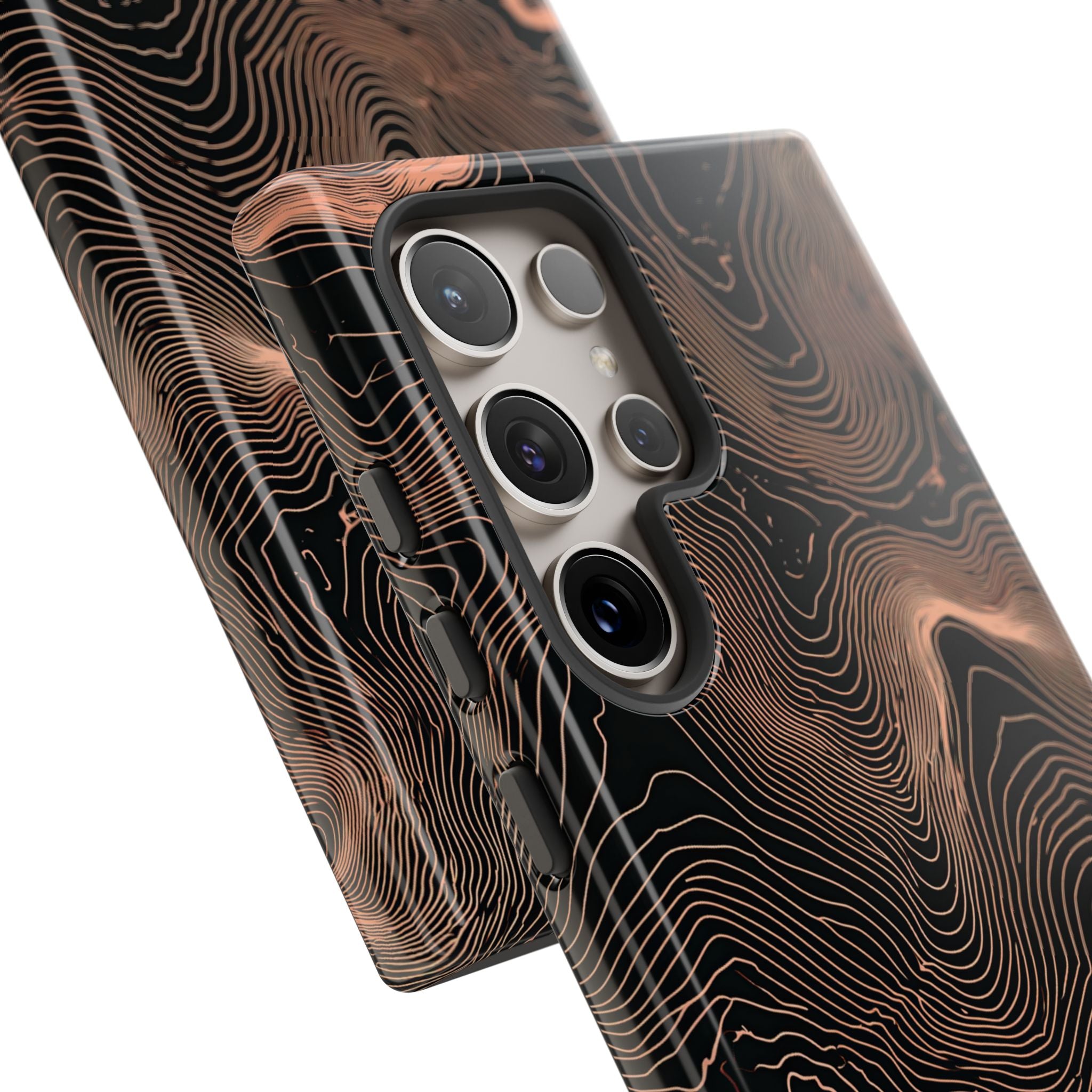 Orange Tough Phone Case for Samsung - Salmon Ridge Topo