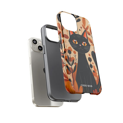 Sort Kat Glød iPhone 14 Cover - Tough