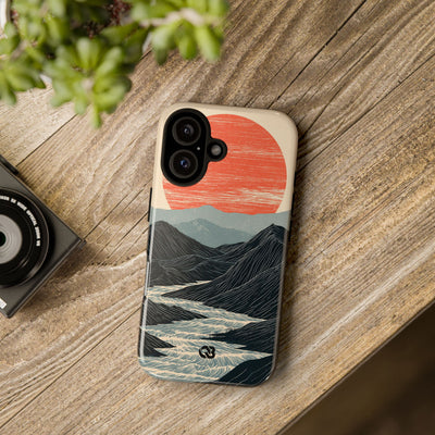Beige Tough Phone Case for iPhone - Crimson Ridge Flow