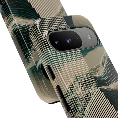 Green Tough Phone Case for Google Pixel - Lunar Moss Topography