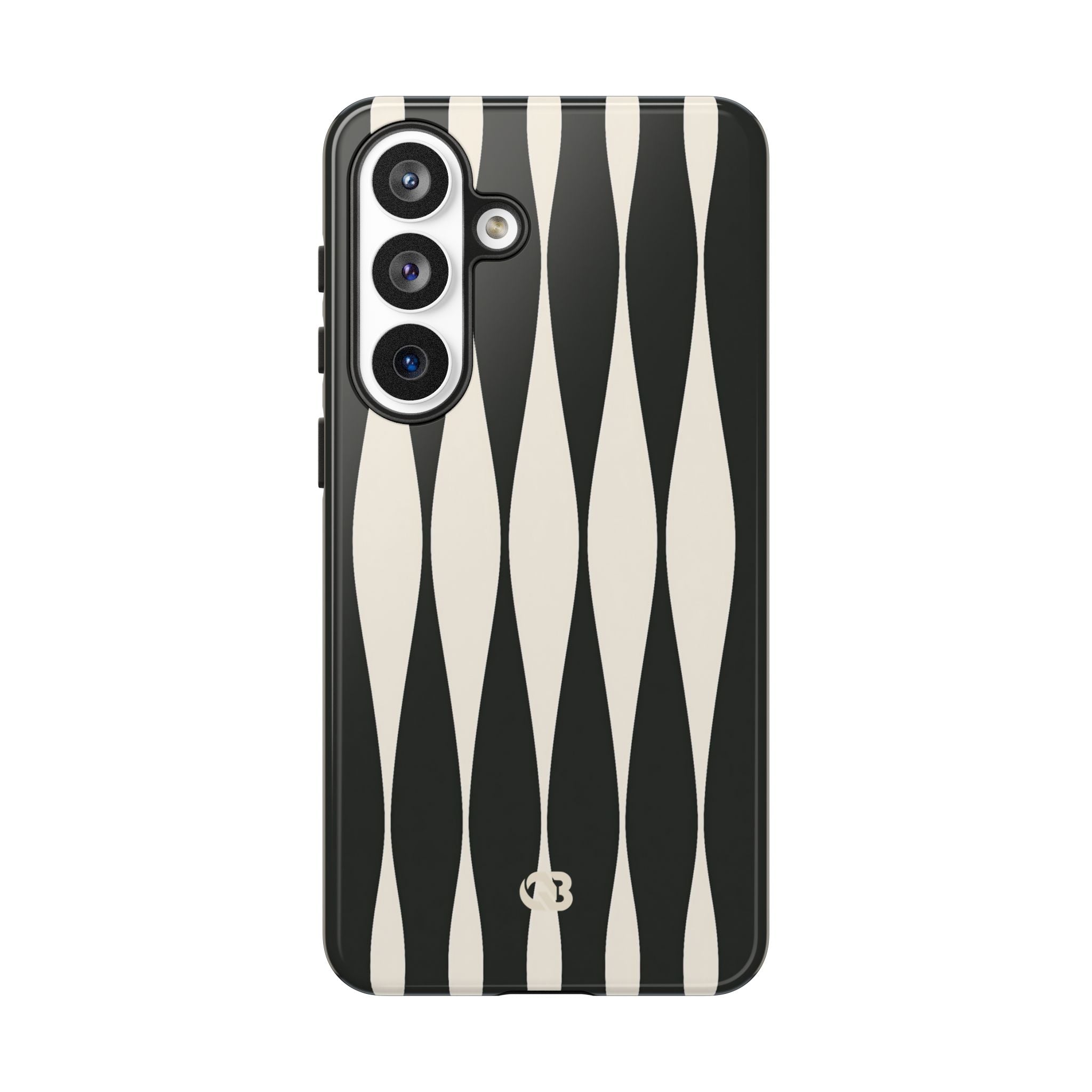 Black Tough Phone Case for Samsung - Ivory Spindle Grid
