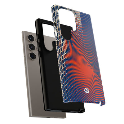 Blue Tough Phone Case for Samsung - Orange Orbit Grid