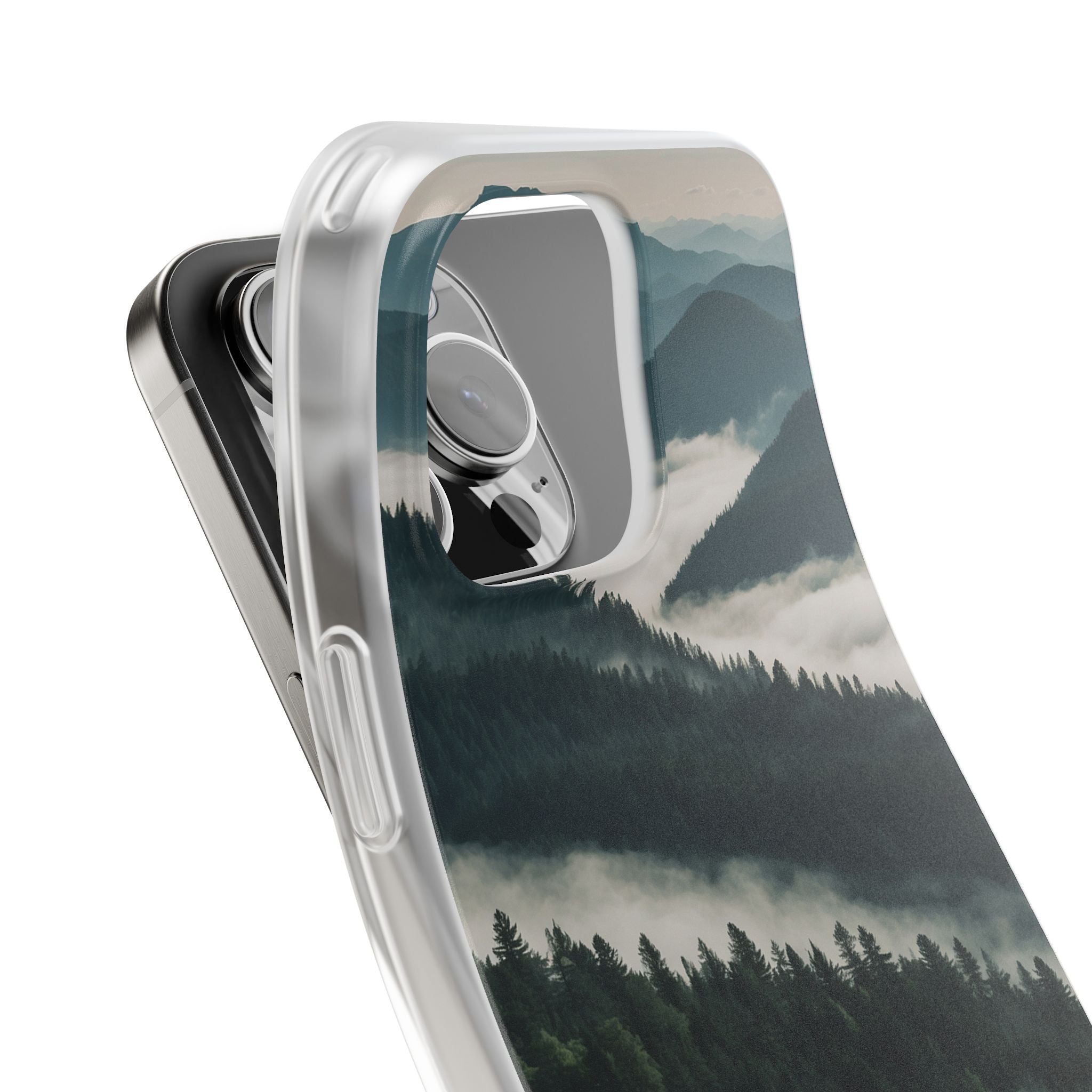 Misty Pine Peaks · Soft Hoesje voor iPhone