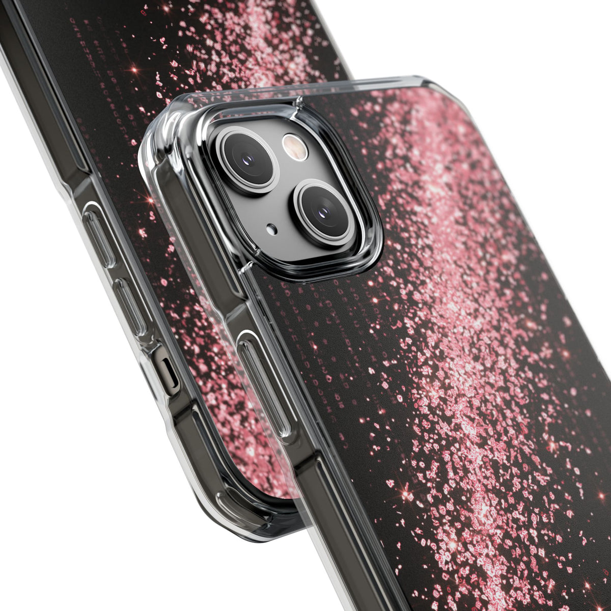 Rose Digital Cascade · Clear Impact Magnetic Phone Case for iPhone · Pink