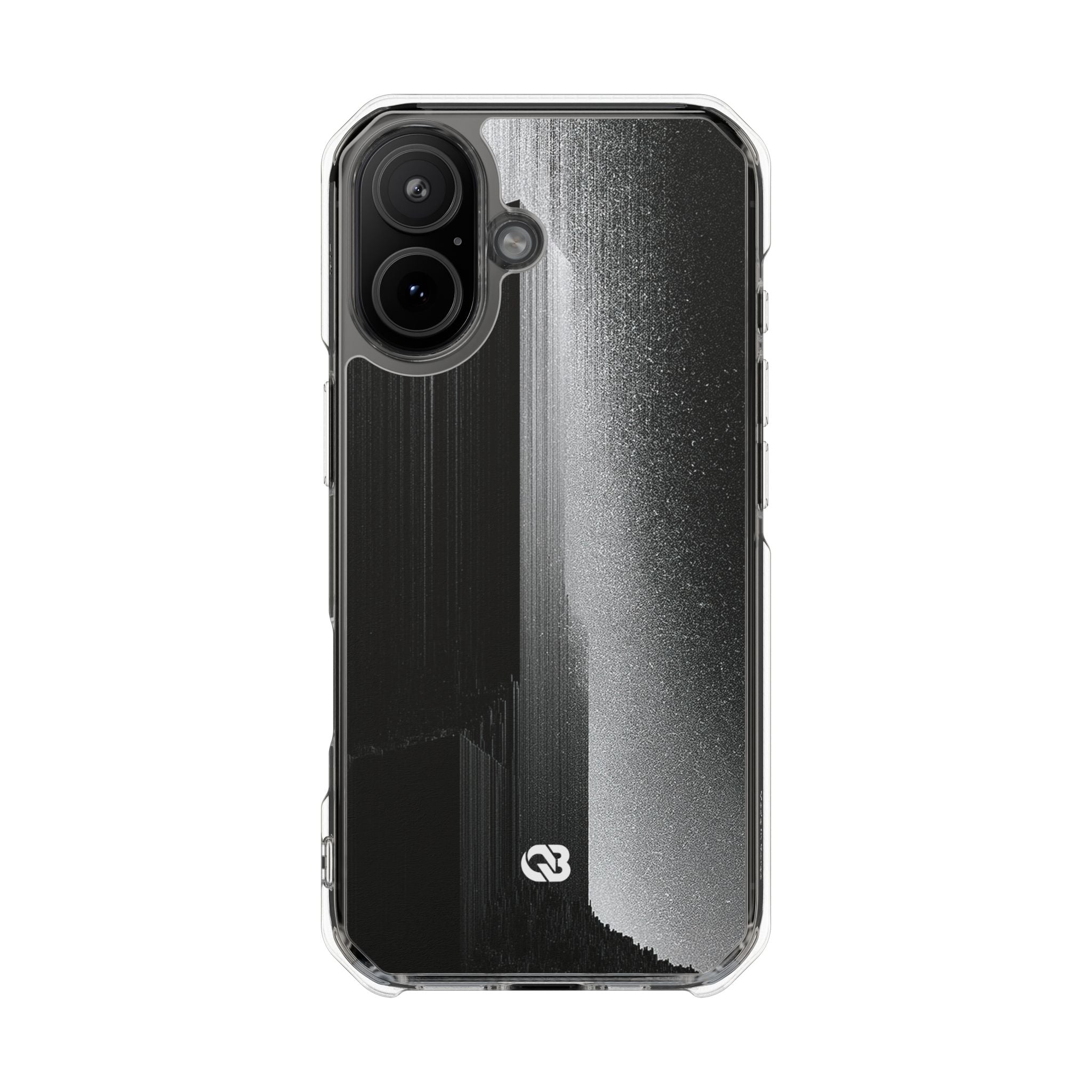 Black Impact MagSafe Phone Case for iPhone - Brutalist Pixel Monolith
