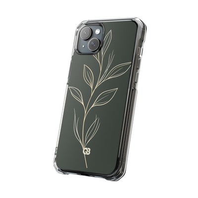 Minimal Botanical Stem · Clear Impact Magnetic Phone Case for iPhone ·  Green
