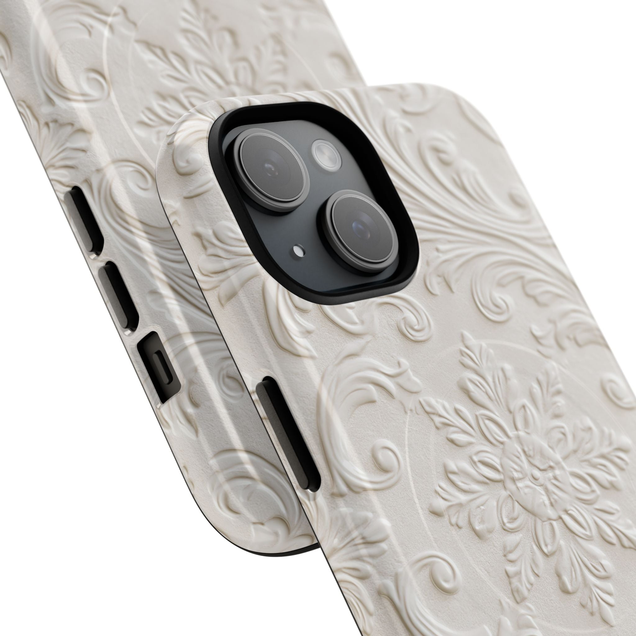 White Tough 2.0 Magsafe Phone Case for iPhone - Alabaster Floral Relief