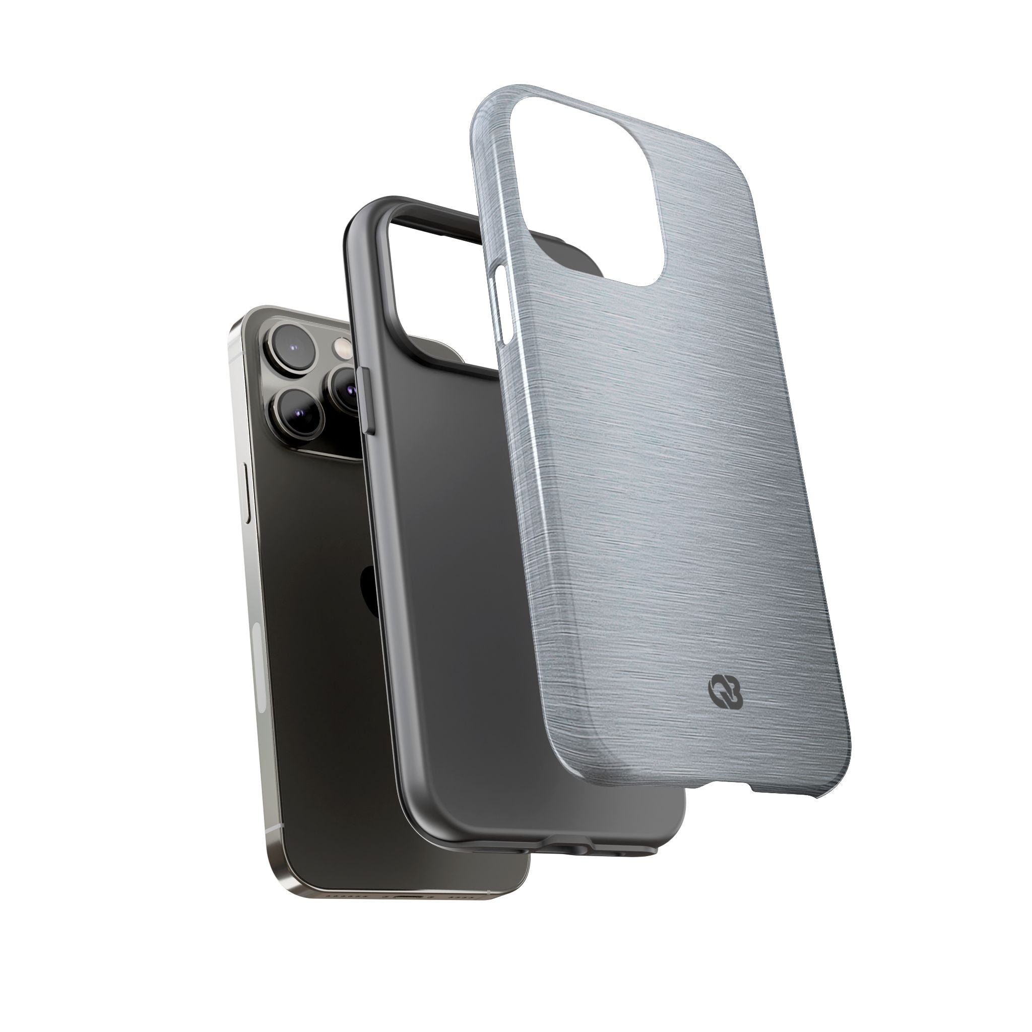 Silver Tough Phone Case for iPhone - Satin Chrome Grain