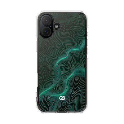 Emerald Topo Ridge · Clear Impact Magnetic Phone Case for iPhone · Green
