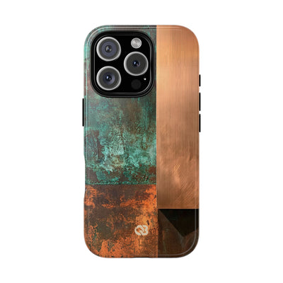 Teal Tough Phone Case for iPhone - Verdigris Copper Slab