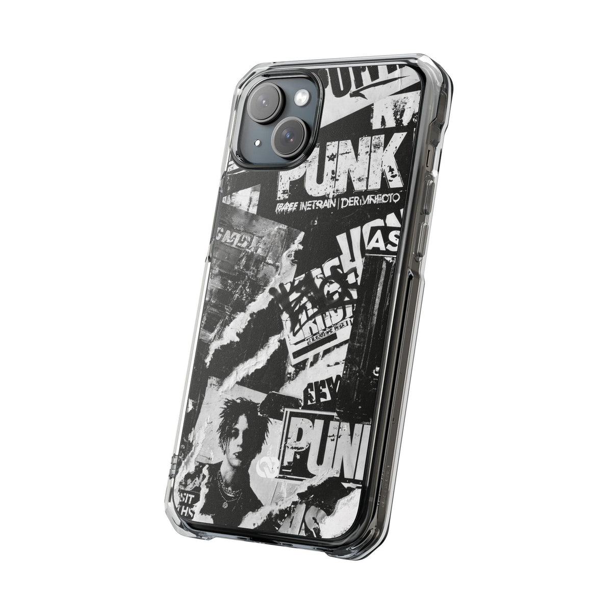 Underground Punk Collage · Clear Impact Magnetic Phone Case for iPhone · Black