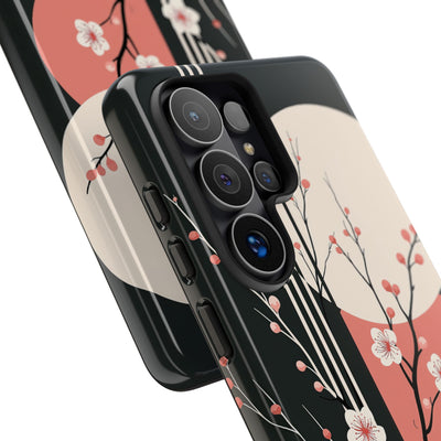 Black Tough Phone Case for Samsung - Kyoto Midnight Blossom
