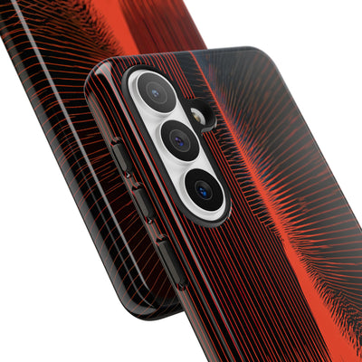 Red Tough Phone Case for Samsung - Crimson Frequency Pulse
