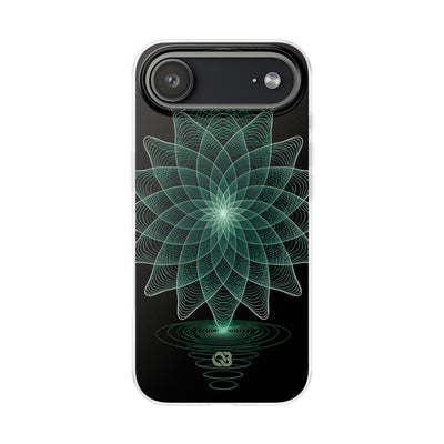 Green Lite Phone Case for iPhone - Cyan Signal Bloom