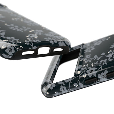 Black Tough Phone Case for Google Pixel - Midnight Slate Blossom