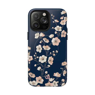 Blue Tough 2.0 Magsafe Phone Case for iPhone - Midnight Peach Sakura