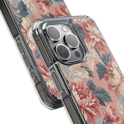 Blush Peony Jacquard · Clear Impact Magnetic Phone Case for iPhone ·  Pink