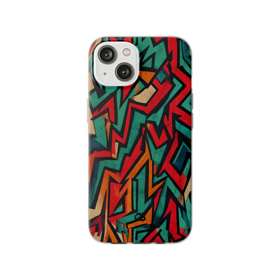 Jagged Teal Static · Soft Phone Case for iPhone