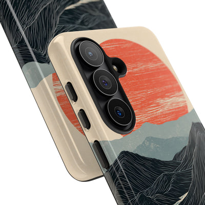 Beige Tough Phone Case for Samsung - Crimson Ridge Flow