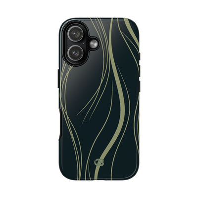 Green Tough Phone Case for iPhone - Obsidian Sage Flow