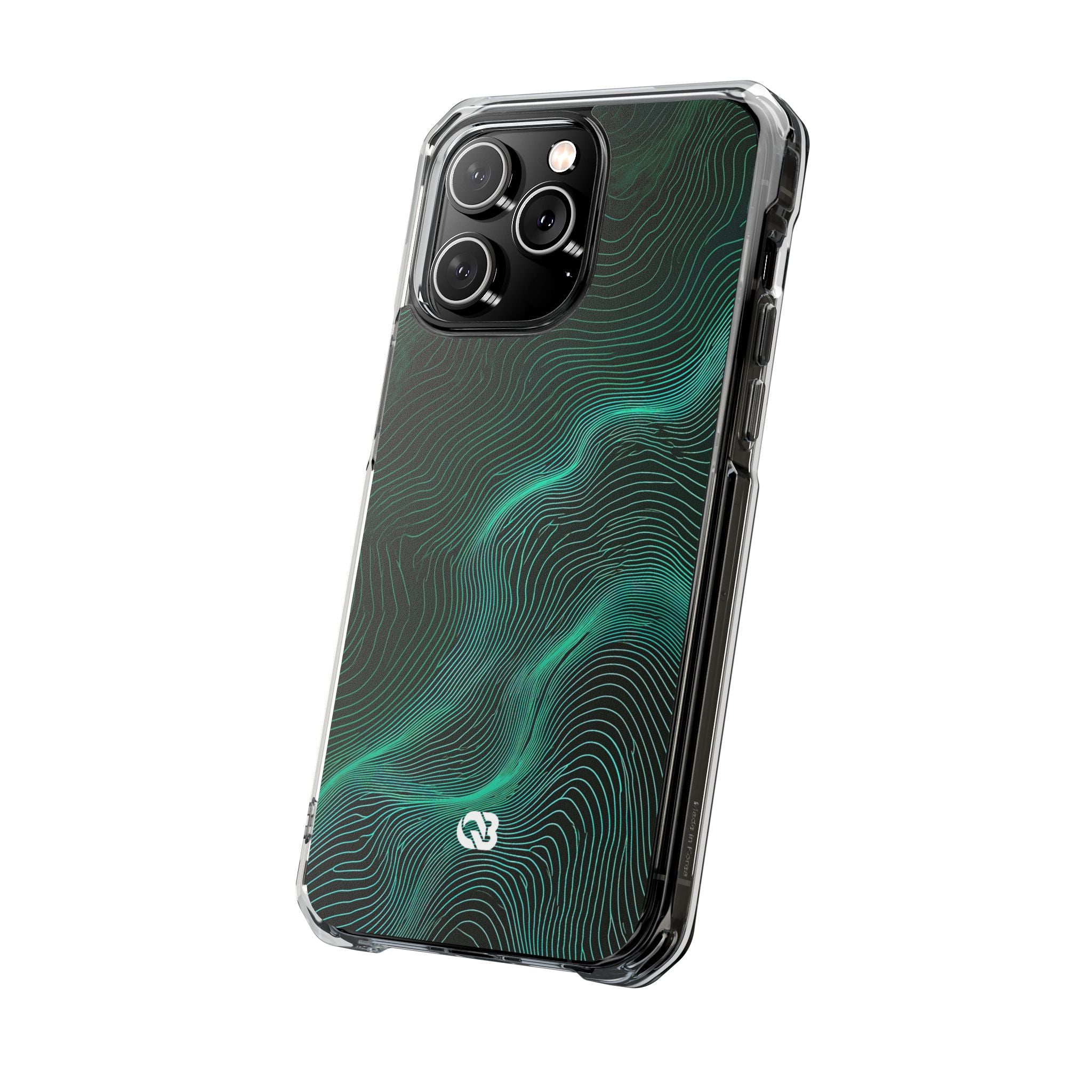 Teal Impact MagSafe Phone Case for iPhone - Neon Jade Contour