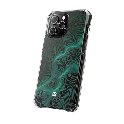 Teal Impact MagSafe Phone Case for iPhone - Neon Jade Contour