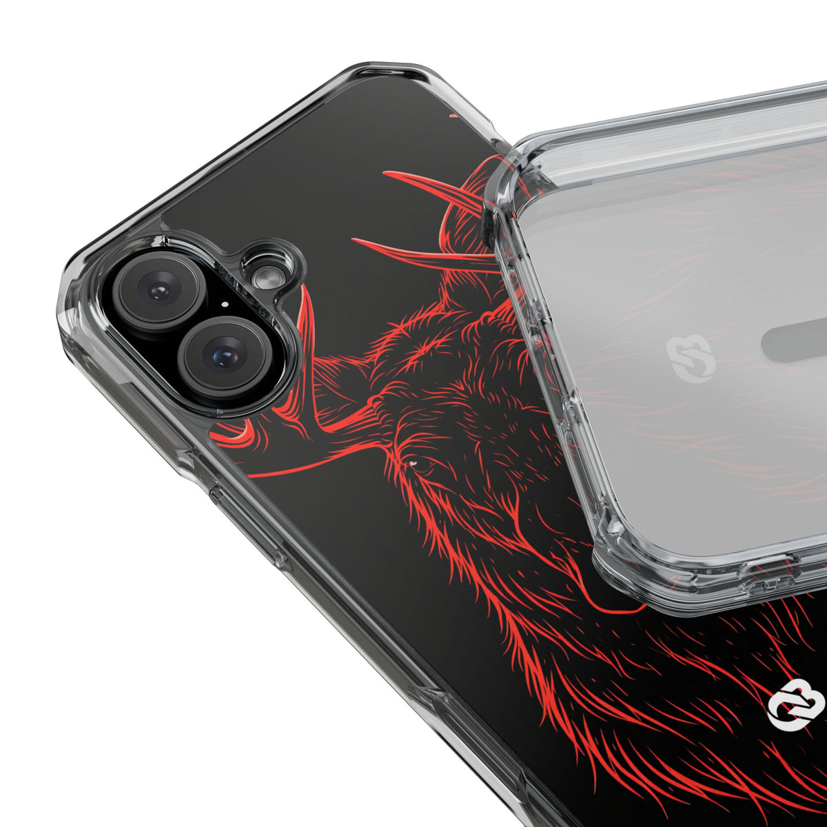 Nordic Moose Contour · Clear Impact Magnetic Phone Case for iPhone ·  Red
