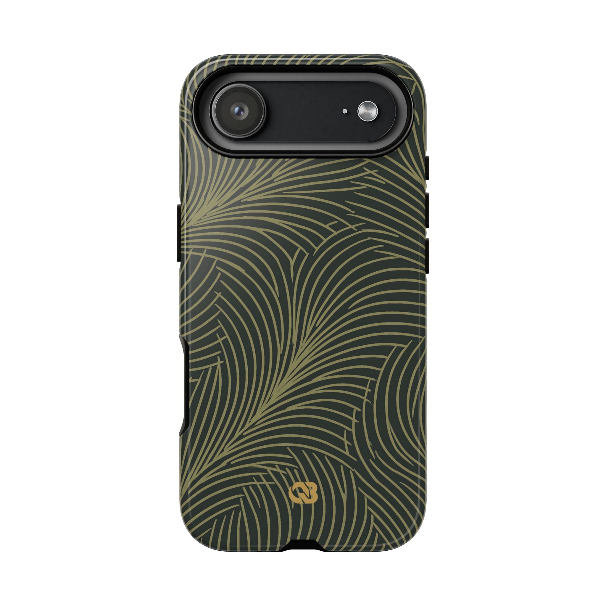 Green Tough Phone Case for iPhone - Dark Olive Plume
