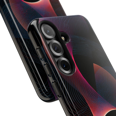 Black Tough Phone Case for Samsung - Cobalt Crimson Flux
