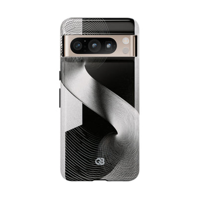 Grey Tough Phone Case for Google Pixel - Obsidian Moiré Wave