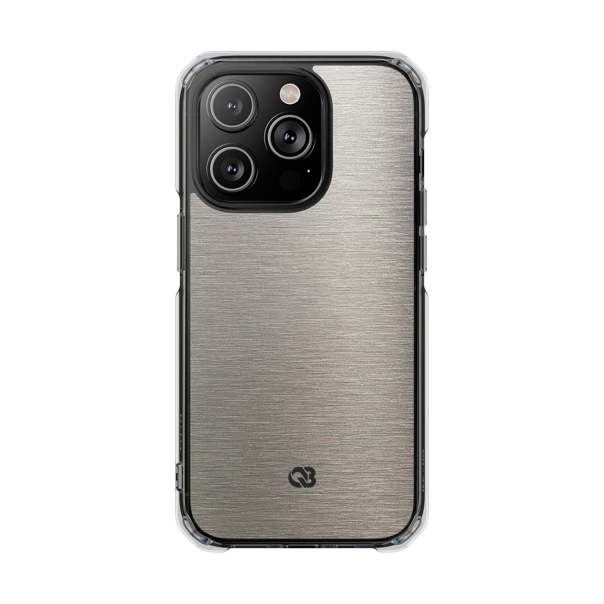Brushed Silver Alloy · Clear Impact Magnetic Phone Case for iPhone ·  Silver