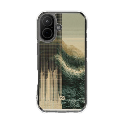 Beige Impact MagSafe Phone Case for iPhone - Veridian Data Ridge