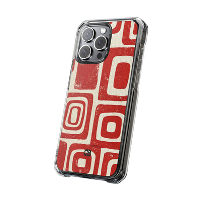 Vermilion Block Motif · Clear Impact Magnetic Phone Case for iPhone · Red