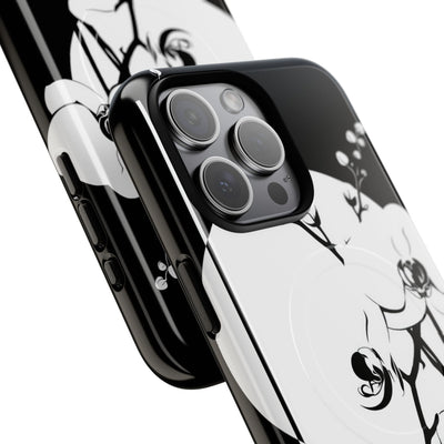 Black Tough 2.0 Magsafe Phone Case for iPhone - Lunar Orchid Grid