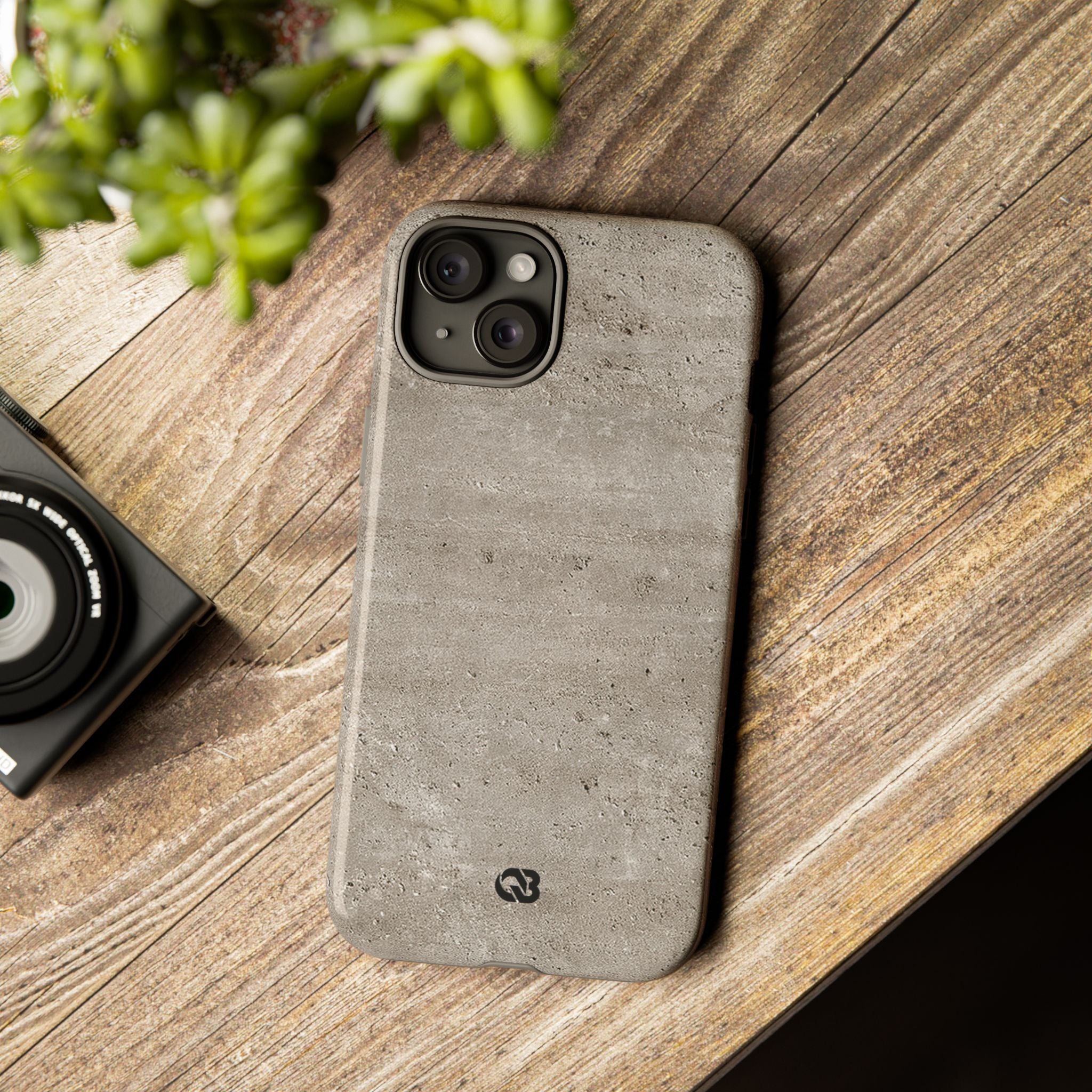 Grey Tough Phone Case for iPhone - Brutalist Stone Grit