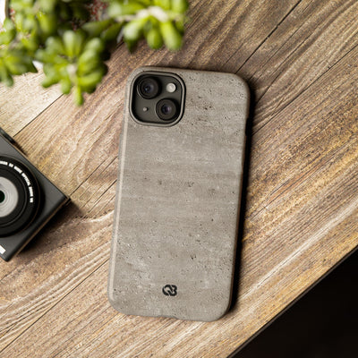 Grey Tough Phone Case for iPhone - Brutalist Stone Grit
